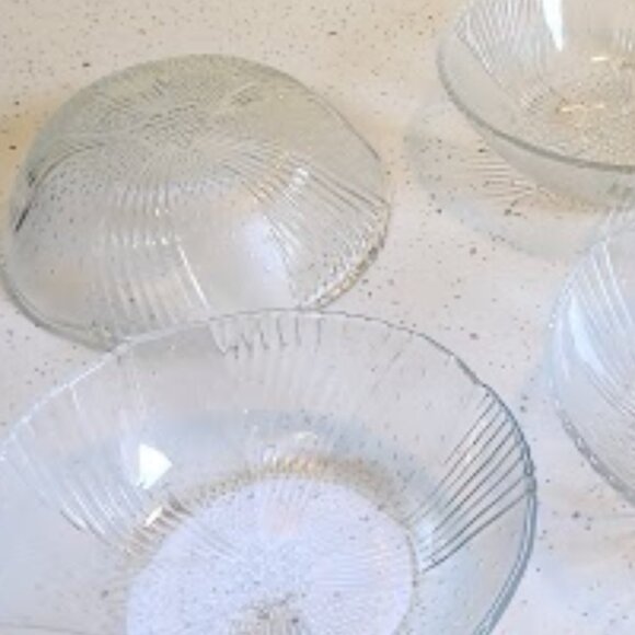 Vintage Libbey Harmony Clear Glass Bowl Set- Sculptured Leaf Bubble Design - Picture 4 of 5
